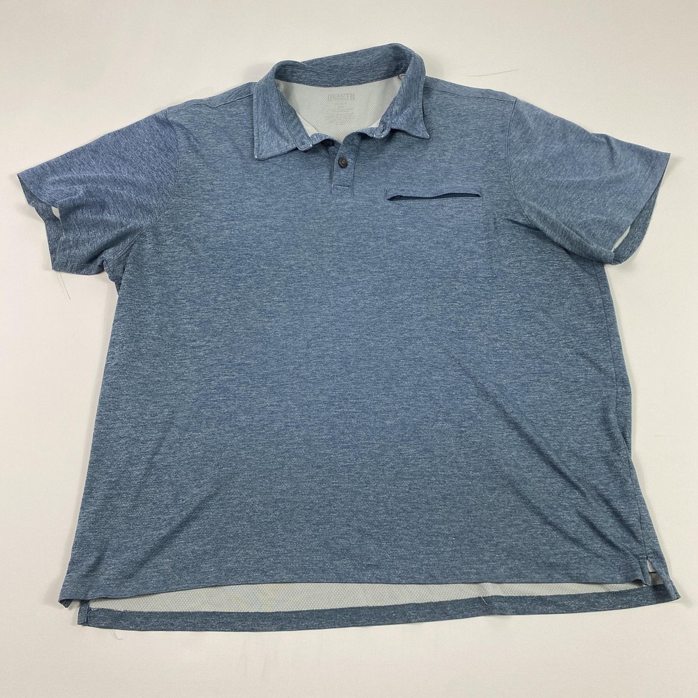 BKE Athletic Polo Shirt Mens 2XL Blue Heather Performance Golf Zip Chest Pocket